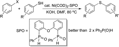 Graphical abstract: A diphenyl ether derived bidentate secondary phosphine oxide as a preligand for nickel-catalyzed C–S cross-coupling reactions