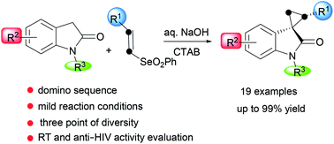 Graphical abstract: A new vinyl selenone-based domino approach to spirocyclopropyl oxindoles endowed with anti-HIV RT activity