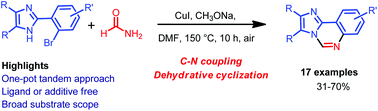 Graphical abstract: Copper-catalyzed tandem Ullmann type C–N coupling and dehydrative cyclization: synthesis of imidazo[1,2-c]quinazolines