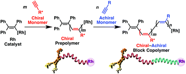 Graphical abstract: Chirality amplification in helical block copolymers. Synthesis and chiroptical properties of block copolymers of chiral/achiral acetylene monomers