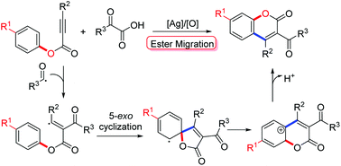 Graphical abstract: Radical 5-exo cyclization of alkynoates with 2-oxoacetic acids for synthesis of 3-acylcoumarins