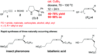 Graphical abstract: CuBr2-catalyzed enantioselective routes to highly functionalized and naturally occurring allenes