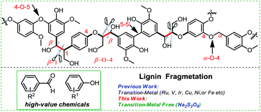 Graphical abstract: Fragmentation of structural units of lignin promoted by persulfate through selective C–C cleavage under mild conditions