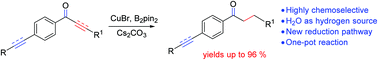 Graphical abstract: Chemoselective catalytic reduction of conjugated α,β-unsaturated ketones to saturated ketones via a hydroboration/protodeboronation strategy