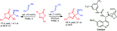 Graphical abstract: Enantioselective addition of oxazolones to N-protected imines catalysed by chiral thioureas