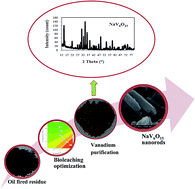 Graphical abstract: Bioleaching of an oil-fired residual: process optimization and nanostructure NaV6O15 synthesis from the bioleachate