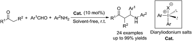 Graphical abstract: Diaryliodonium salts as efficient Lewis acid catalysts for direct three component Mannich reactions