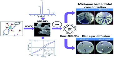Graphical abstract: Preparation and characterization of ferromagnetic nickel oxide nanoparticles from three different precursors: application in drug delivery