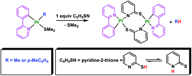 Graphical abstract: C–H reductive elimination during the reaction of cycloplatinated(ii) complexes with pyridine-2-thione: kinetic follow up
