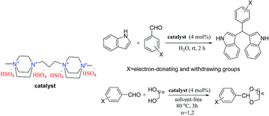 Graphical abstract: Synthesis and characterization of a tetracationic acidic organic salt and its application in the synthesis of bis(indolyl)methanes and protection of carbonyl compounds