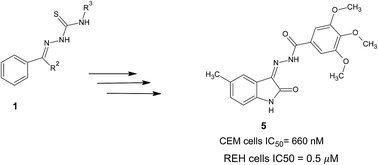 Graphical abstract: Synthesis and evaluation of the biological activity of N′-[2-oxo-1,2 dihydro-3H-indol-3-ylidene] benzohydrazides as potential anticancer agents