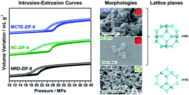 Graphical abstract: Water intrusion–extrusion experiments in ZIF-8: impacts of the shape and particle size on the energetic performances