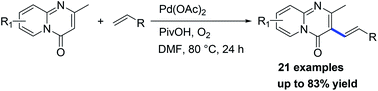 Graphical abstract: Palladium-catalyzed direct alkenylation of 2-methyl-4H-pyrido[1,2-a]pyrimidin-4-ones using oxygen as the oxidant