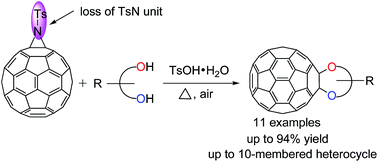 Graphical abstract: TsOH-mediated reaction of aziridinofullerene with diols for the preparation of fullerene-fused dioxygenated ring compounds