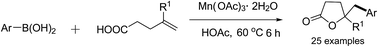 Graphical abstract: Mn(OAc)3-mediated arylation–lactonization of alkenoic acids: synthesis of γ,γ-disubstituted butyrolactones