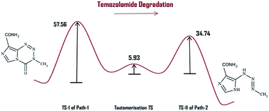 Graphical abstract: Mechanistic study of the hydrolytic degradation and protonation of temozolomide