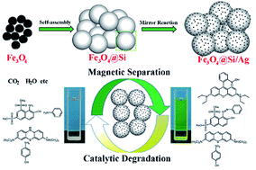 Graphical abstract: In situ synthesis of silver nanostructures on magnetic Fe3O4@organosilicon microparticles for rapid hydrogenation catalysis