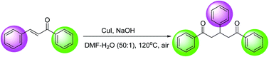 Graphical abstract: Copper-catalyzed synthesis of 1,3,5-triarylpentane-1,5-diones from α,β-unsaturated ketones