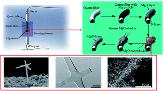 Graphical abstract: Fabrication of morphology-controlled MgO nanowhiskers and “nanocrosses” by magnesiothermic synthesis in vapor phase at 550 °C