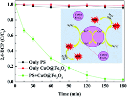 Graphical abstract: Magnetic CuO@Fe3O4 nanocomposite as a highly active heterogeneous catalyst of persulfate for 2,4-dichlorophenol degradation in aqueous solution