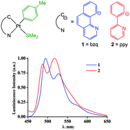Graphical abstract: Photophysical and DFT studies on cycloplatinated complexes: modification in luminescence properties by expanding of π-conjugated systems
