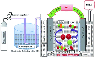 Graphical abstract: Electrochemical reduction of CO2 to HCOOH on a synthesized Sn electrocatalyst using a Co3O4 anode