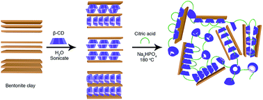 Graphical abstract: Fabrication of poly(β-cyclodextrin-co-citric acid)/bentonite clay nanocomposite hydrogel: thermal and absorption properties