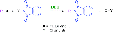 Graphical abstract: Metal-free C–N cross-coupling of electrophilic compounds and N-haloimides