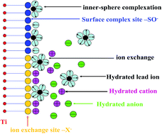 Graphical abstract: Removal of Pb(ii) by nano-titanium oxide investigated by batch, XPS and model techniques