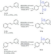 Graphical abstract: Exceptional effect of nitro substituent on the phosphonation of imines: the first report on phosphonation of imines to α-iminophosphonates and α-(N-phosphorylamino)phosphonates
