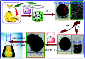 Graphical abstract: Fabrication of magnetic carbonaceous solid acids from banana peel for the esterification of oleic acid