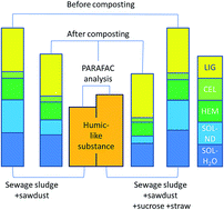 Graphical abstract: Characterizing the distribution of organic matter during composting of sewage sludge using a chemical and spectroscopic approach