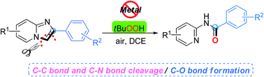Graphical abstract: Metal-free TBHP-mediated oxidative ring openings of 2-arylimidazopyridines via regioselective cleavage of C–C and C–N bonds