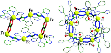 Graphical abstract: Construction of Fe6, Fe8 and Mn8 metallamacrocyclic complexes and magnetic properties