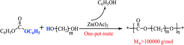 Graphical abstract: One-pot synthesis of high-molecular-weight aliphatic polycarbonates via melt transesterification of diphenyl carbonate and diols using Zn(OAc)2 as a catalyst