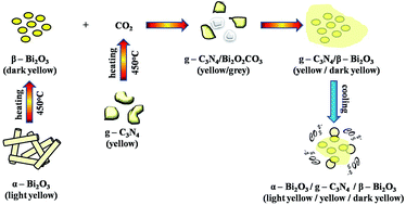 Graphical abstract: In situ construction of α-Bi2O3/g-C3N4/β-Bi2O3 composites and their highly efficient photocatalytic performances