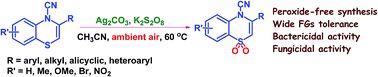 Graphical abstract: Peroxide-free synthesis of benzo[b][1,4]thiazine 1,1-dioxides and their antimicrobial study