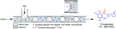 Graphical abstract: 11C-carbonylation reactions using gas–liquid segmented microfluidics