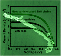 Graphical abstract: Nanoparticle-based hierarchical zinc oxide chains for enhanced efficiency of dye-sensitized solar cells
