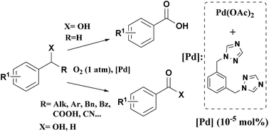 Graphical abstract: Aerobic oxidation at benzylic positions catalyzed by a simple Pd(OAc)2/bis-triazole system