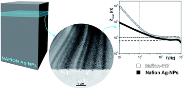 Graphical abstract: Chemical and electrochemical characterization of Nafion containing silver nanoparticles in a stripe-like distribution