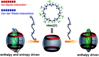 Graphical abstract: Host–guest complexation of HMeQ[7] with alkyldiammonium ions and alkyldiamines: a comparative study