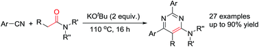 Graphical abstract: KOtBu-promoted synthesis of multi-substituted 4-aminopyrimidines from benzonitriles and aliphatic amides