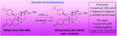 Graphical abstract: Synthesis of metapristone through an efficient N-demethylation of mifepristone