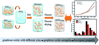 Graphical abstract: Graphene oxide aerogels constructed using large or small graphene oxide with different electrical, mechanical and adsorbent properties