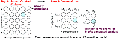 Graphical abstract: Identifying lead hits in catalyst discovery by screening and deconvoluting complex mixtures of catalyst components