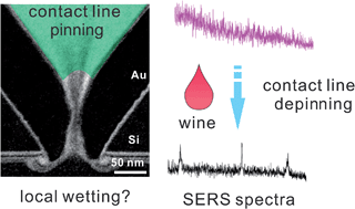 Graphical abstract: Full wetting of plasmonic nanopores through two-component droplets