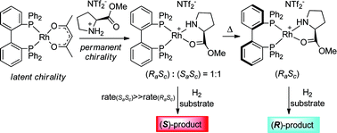 Graphical abstract: Enantiodivergent asymmetric catalysis with the tropos BIPHEP ligand and a proline derivative as chiral selector