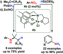 Graphical abstract: Chemoselective nitro reduction and hydroamination using a single iron catalyst