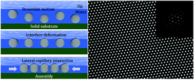 Graphical abstract: Lateral capillary interactions between colloids beneath an oil–water interface that are driven by out-of-plane electrostatic double-layer interactions